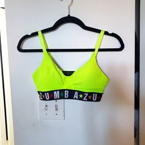 ZUMBA WEAR Neon Yellow & Black Sports Bra